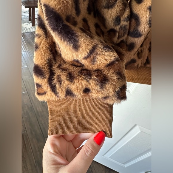 Women’s Leopard hoodie cardigan winter coat size S/M - Picture 3 of 12
